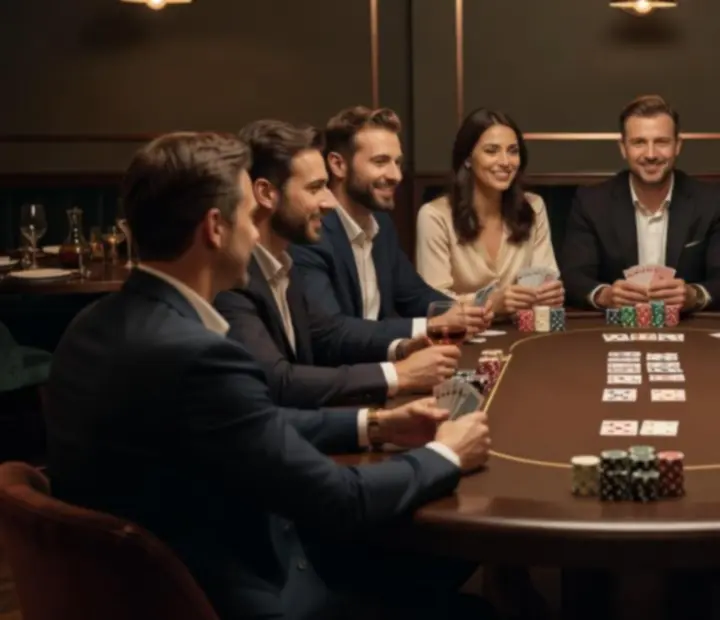 Pokerové stoly během večerního karetního večera ve Vellaro