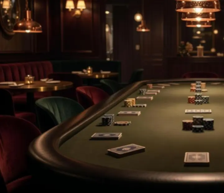 Večerní pokerový stůl v restauraci Vellaro